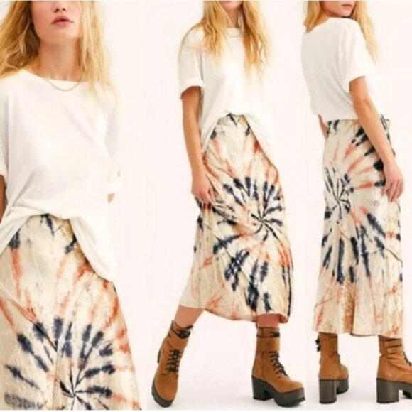 Free People Dresses & Skirts - NWOT - Free People Tie Dye Velvet Midi Skirt